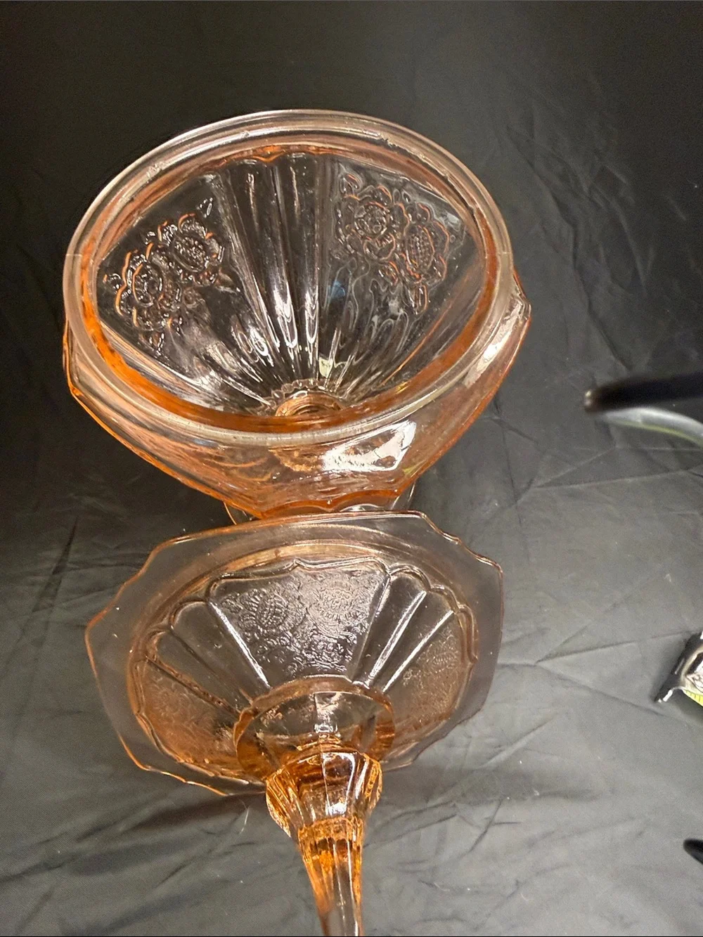 Vintage Depression Ware Mayfair Open Rose Pink Pedestal Dish